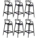 Kit 6 Banquetas Altas Masters Allegra 76 Cm Preto