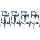 Kit 4 Banquetas Altas Masters Allegra 76 Cm Azul Petróleo