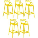 Kit 5 Banquetas Altas Masters Allegra 76 Cm Amarelo Amarelo