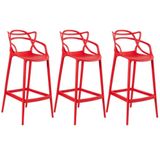 Kit 3 Banquetas Altas Masters Allegra 76 Cm Vermelho