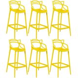 Kit 6 Banquetas Altas Masters Allegra 76 Cm Amarelo