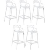 Kit 5 Banquetas Altas Masters Allegra 76 Cm Branco Branco