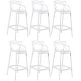 Kit 6 Banquetas Altas Masters Allegra 76 Cm Branco