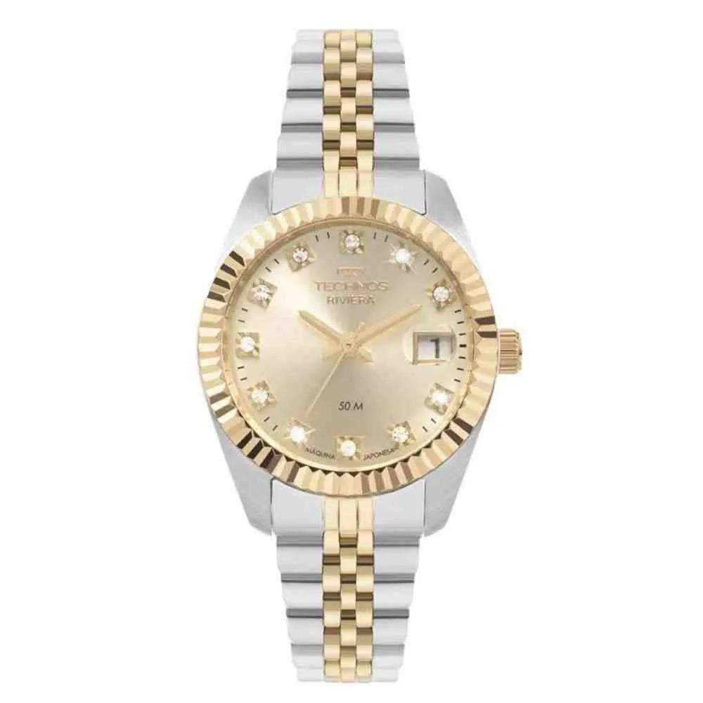 Relogio Technos Feminino Bicolor Prata E Dourado 2015cem/1x