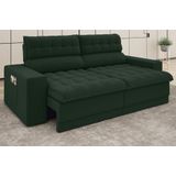 Sofá Omega 2,00m Assento Retrátil e Reclinável Velosuede Verde - NETSOFAS