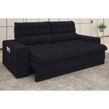 Sofá Omega 2,50m Assento Retrátil e Reclinável Velosuede Preto - NETSOFAS