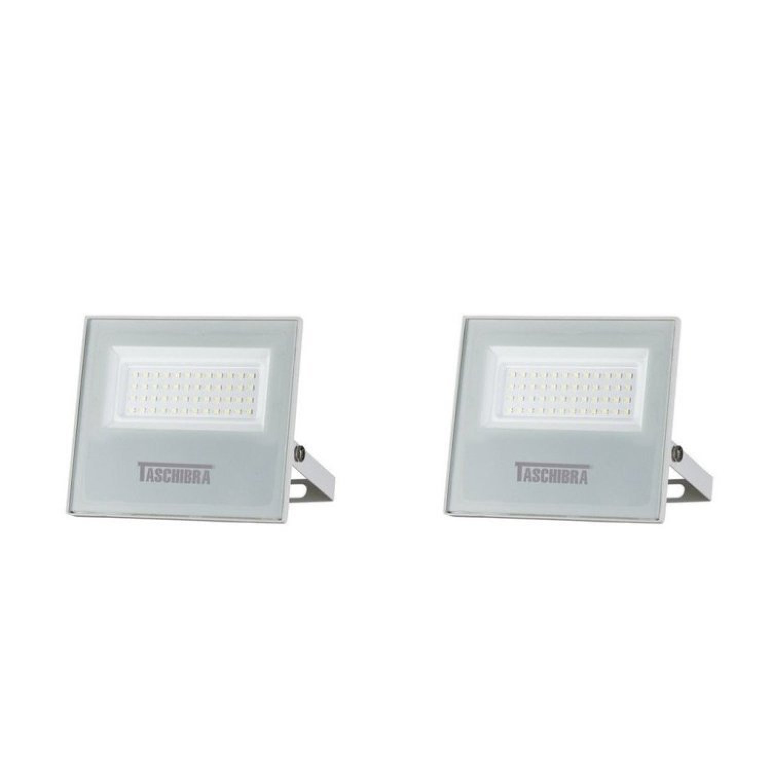 Kit 2 Refletores Led 50w Tr Slim 3000k Luz Amarela Bivolt Branco Ip65 Taschibra