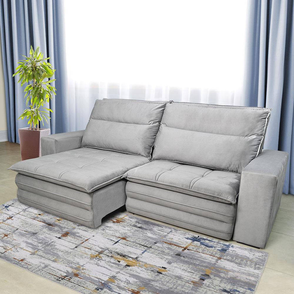 Sofá 5 Lugares Colombo Retrátil, Reclinável 250cm Luizzi