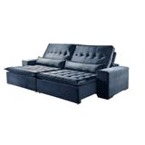 Sofá 4 Lugares Retrátil E Reclinável Elegance 2.50m Veludo Azul Sierra