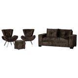 Conjunto Capri Sofa 3 Lugares 2 Poltronas Riad E Puff Finezzi Chocolate