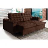 Sofá New Austrália 200cm Retrátil Reclinável Suede Marrom