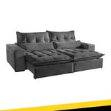 Sofá Retrátil E Reclinável 5 Lugares Suede Cinza 2,50 Mts