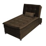 Sofá Cama Chaise Estofado Penélope F-426 Veludo Marrom