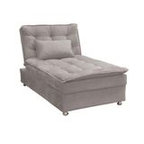 Sofá Cama Chaise Estofado Penélope B-251 Sued Liso Bege