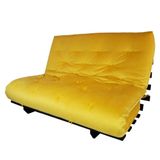 Sofa Cama Casal Amarelo Com Madeira Maciça Nobre