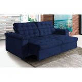 Sofá New Austrália 200cm Retratil Reclinavel Suede Azul