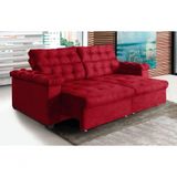 Sofá New Austrália 300cm Retratil Reclinavel Suede Vermelho