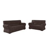 Conjunto De Sofá 2 E 3 Lugares Holanda Marrom Suede Marrom