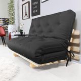 Sofa Cama Casal Futon Oriental Preto Com Madeira Maciça.