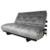 Sofa Cama Casal Cinza Com Madeira Maciça Nobre