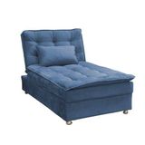 Sofá Cama Chaise Estofado B-373 Sued Pena Azul Turquesa