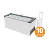 KIT - Freezer Horizontal Tampa de Vidro 404 litros Nf55 - Metalfrio 127v + 10 Cestos Nextgen Branco