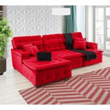 Sofá Retrátil e Chaise Orlando 280x190 Vermelho