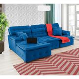 Sofá Retrátil e Chaise Orlando 280x190 Azul