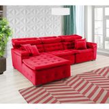Sofá Retrátil e Chaise Orlando 280x170 Vermelho