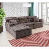 Sofá Retrátil e Chaise Orlando 280x170 Marrom