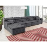 Sofá Retrátil e Chaise Orlando 420x150 Chumbo