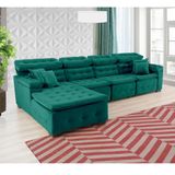 Sofá Retrátil e Chaise Orlando 345x210 Verde
