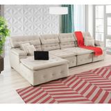 Sofá Retrátil e Chaise Orlando 345x190 Bege