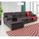 Sofá Retrátil e Chaise Orlando 345x150 Marrom