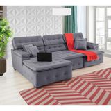 Sofá Retrátil e Chaise Orlando 280x210 Chumbo