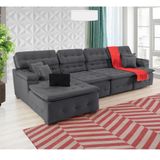 Sofá Retrátil e Chaise Orlando 345x150 Chumbo