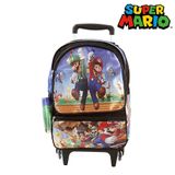 Mochila Escolar Infantil Mario Bross Com Rodinhas