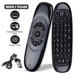 Controle Air Mouse Recarregável Teclado Para Smart Tv Pc