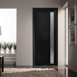 Porta De Alumínio Lambril 210x90cm Com Visor Lado Esquerdo Hale Esquadrias Preto