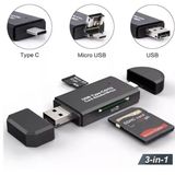 Adaptador Otg Tipo C Leitor De Cartão Sd E Micro Sd Preto