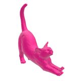 Gato Se Espreguiçando Pet Decoração 3d Rosa