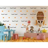 Kit Adesivo De Parede Infantil Cílios E Coração Laranja