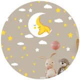 Adesivo De Parede Infantil Lua Nuvens Estrelas Amarelas