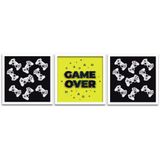 Quadros Decorativos 3 peças 25x25 Gamer Moldura Branca