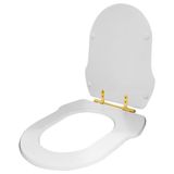 Assento Sanitario Poliester Hampton Branco Ferragem Dourada