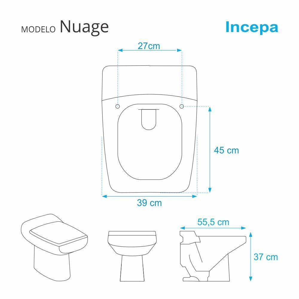 Tampa De Vaso Poliester Nuage Cinza Claro Para Bacia Incepa