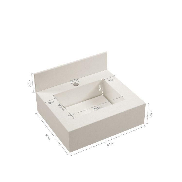 Conjunto Banheiro Bancada Porcelanato Cuba Esculpida Espelho Gaveteiro Com Rodízios Max 80cm Bumi Branco