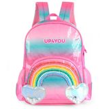 Mochila Arco-íris Up4you Rosa Luxcel 3d Paetê Viagem Menina