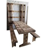 Mesa De Parede 2 Bancos Dobrável 1,5m Madeira Com Pintura