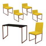 Kit Mesa Escrivaninha Com Cadeira E 4 Poltronas Lee Amarelo